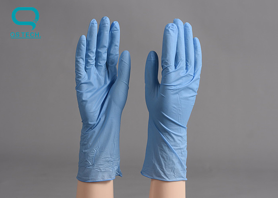Non Slip Clean Room Blue Disposable Nitrile Gloves Dust Proof